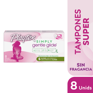 Tampón Playtex Súper Simply Gentle Glide X8 Unds