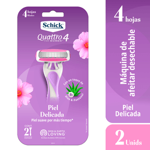 Máquina de Afeitar Schick Quattro Desechable Mujer X2 Unds