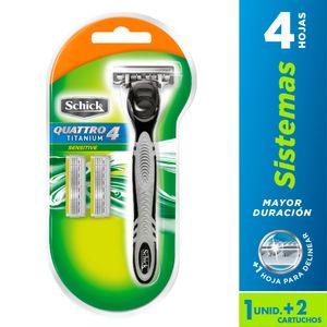 Máquina de afeitar SCHICK quattro titanium + repuesto (1 und)