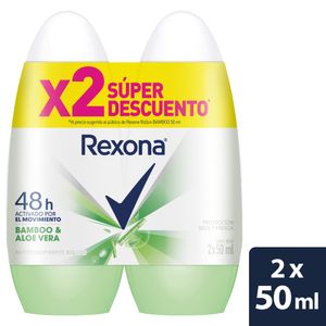 Desodorante Rexona Roll On Bambú 50 Ml X2 Unds
