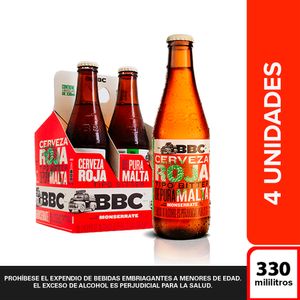 Cerveza BBC Monserrate Roja 330 Ml X4 Unds