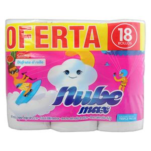 Papel Higiénico Nube Max Tripe Hoja 22 Mts X18 Unds