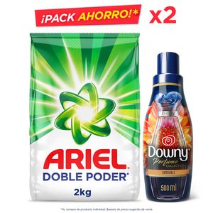 Detergente Ariel en Polvo 2 Kg + Suavizante Downy 500 Ml