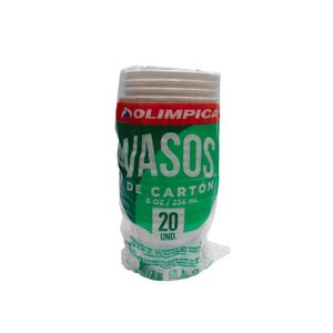 Vaso de Cartón Olimpica Desechable 236 Ml X20 Unds