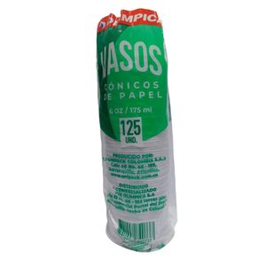 Vaso de Papel Olimpica Cónicos 175 Ml X125 Unds