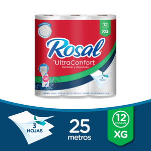 Papel Higiénico Rosal Triple Hoja 25 Mts X12 Unds