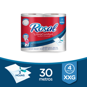 Papel Higiénico Rosal Triple Hoja 30 Mts X4 Unds