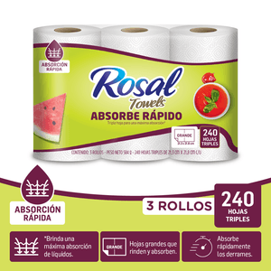 Toalla de Cocina Rosal 80 Hoja Triple X3 Unds