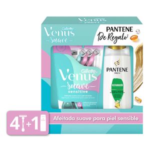Maquina de Afeitar Desechable Venus Suave Sensitive + Pantene Pro V Shampoo 1 Kit