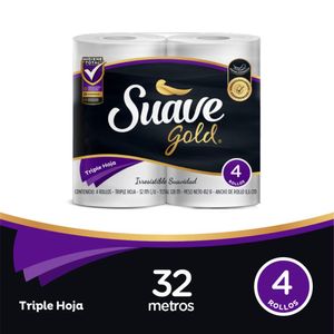 Papel Higienico Suave Gold Triple Hoja 32 Mts X4 Unds