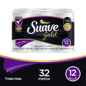 Papel Higienico Suave Gold Triple Hoja 32 Mts X12 Unds