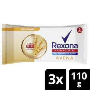 Jabón Rexona Antibacterial Avena 110 G X3 Unds