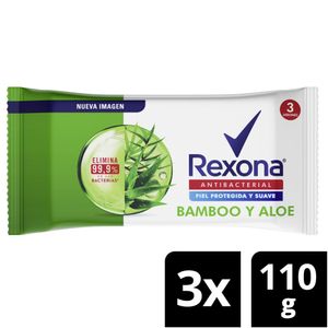 Jabón Rexona Antibacterial Bamboo 110 G X3 Unds