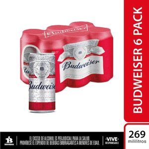 Cerveza Budweiser Lata 269 Ml X6 Unds