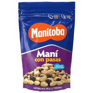 Maní Manitoba Salado con Pasas X 200 G
