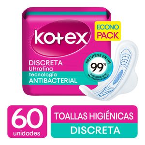 Toalla Higiénica Kotex Discreta Antibacterial X60 Unds