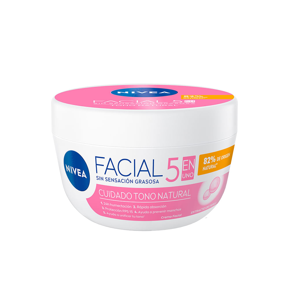 Crema Facial Nivea Hidratante 5 en 1 Aclarado Natural Fps 15 100 Ml