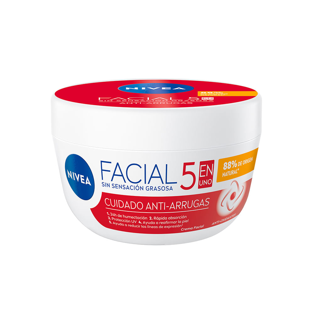 Crema Facial Nivea Hidratante 5 en 1 Cuidado Anti Arrugas 50 Ml