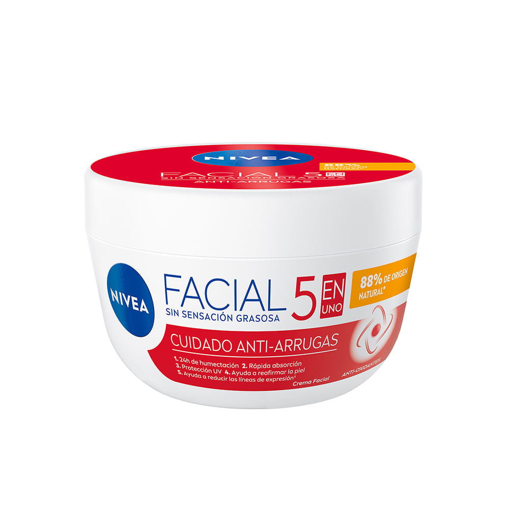 Crema Facial Nivea Hidratante 5 en 1 Cuidado Anti Arrugas 100 Ml