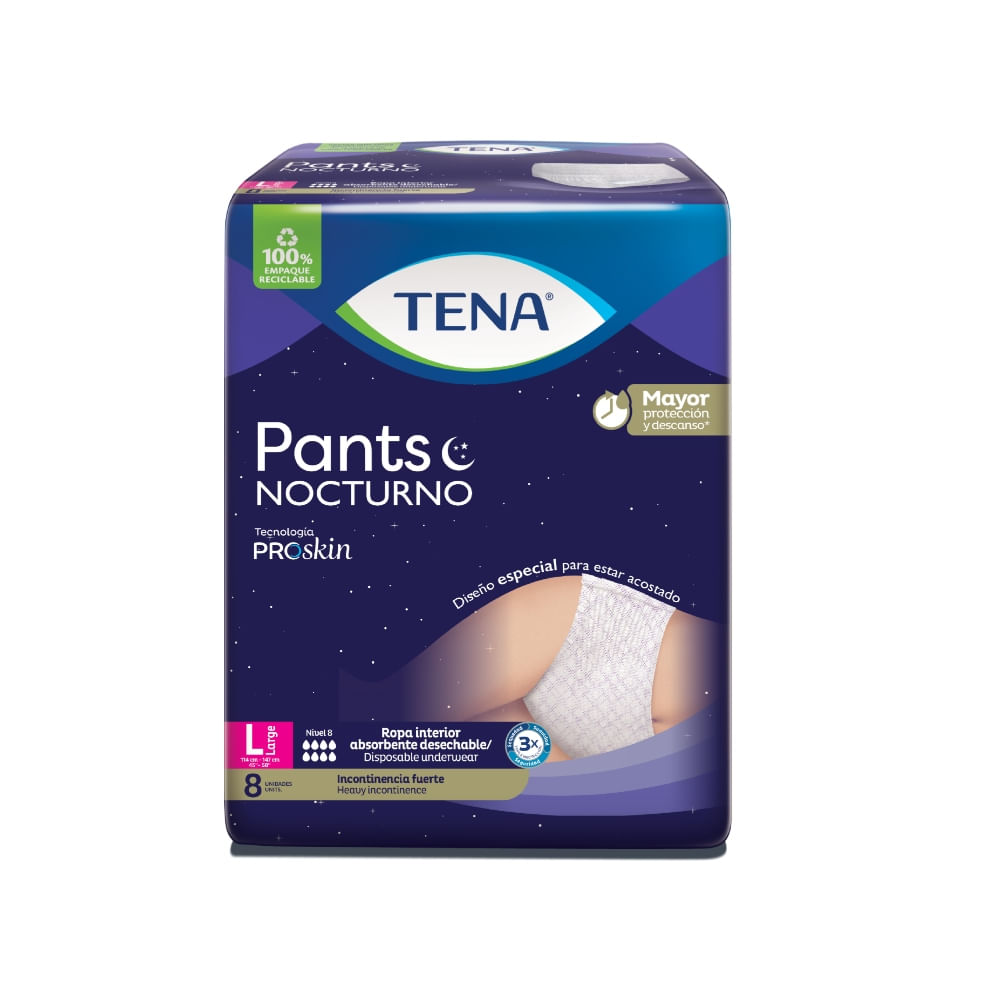 Pañal Tena Pants Nocturno L X8 Unds