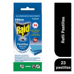 Repelente Raid en Pastilla Para Mosquitos 24 Repuestos 38g