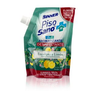 Doypack Limpiador Aromatizante Desinfectante 2 en 1 BINNER Piso Sano Eucalipto/Limón 200ml