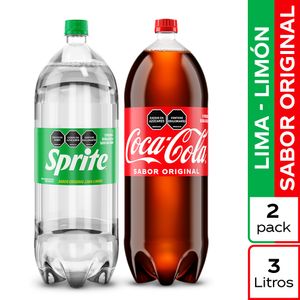 Gaseosa Coca Cola Original 3 Lt + Sprite Original 3 Lt