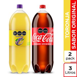 Gaseosa Coca Cola Original 3 Lt + Quatro Original 3 Lt