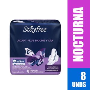 Toalla Higiénica STAYFREE Adapt Plus Noche y Día x 8 Unds