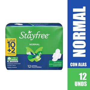 Toalla Higiénica STAYFREE Normal Alas x 12 Unds