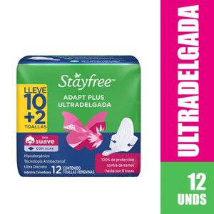 Toalla Higiénica STAYFREE Adapt Plus Ultradelgada x 12 Unds