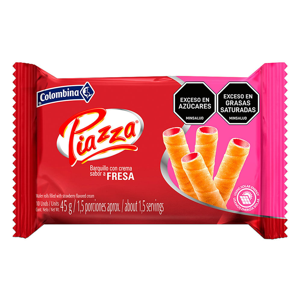 Imagen de Barquillo Piazza Fresa 45 G BARQUILLO COLOMBINA PIAZA 45 G, FRESA