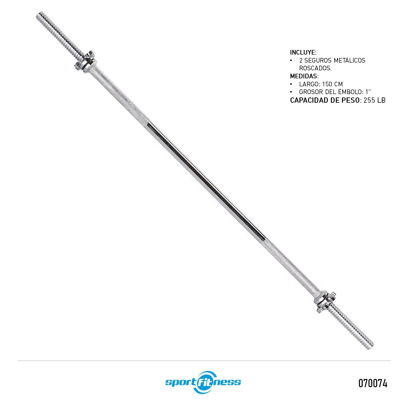 Barra Recta Roscada 1Pul (150Cm) Cb-0812 Sportfitness