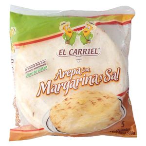 Arepa El Carriel con Margarina y Sal 500 G X5 Unds