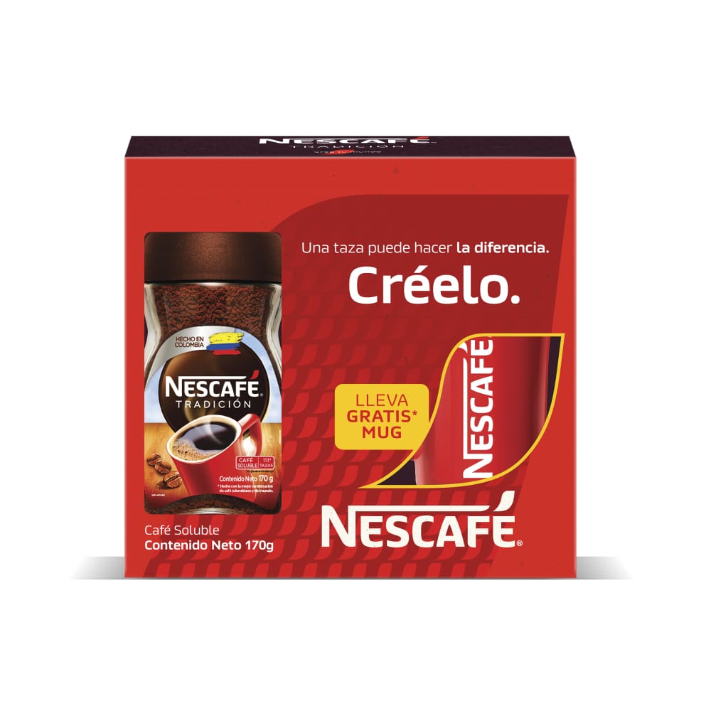 Imagen de Café Nescafé Tradición Instantáneo 170 G + Gratis Mug CAFE NESCAFE TRAD DAWN JAR 170g GTS M