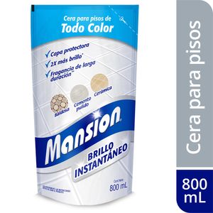 Cera Para Pisos Mansion Brillo Instantáneo Todo Color 800ml