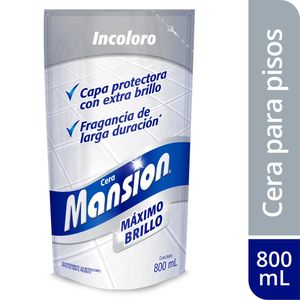 Cera Para Pisos Mansion Máximo Brillo Todo Color 800ml