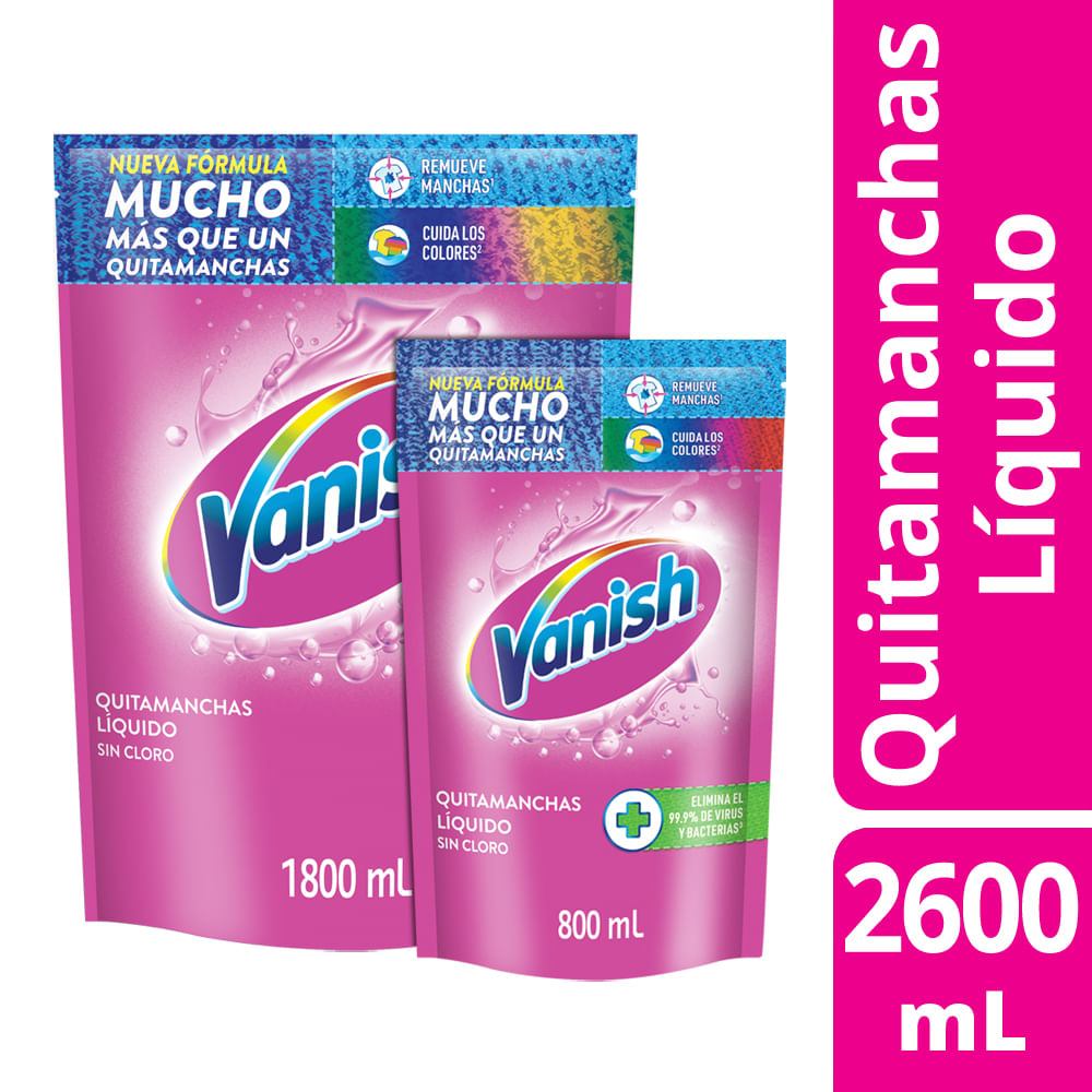 Imagen de Quitamanchas Vanish líquido Rosa 1.8L + 800ml