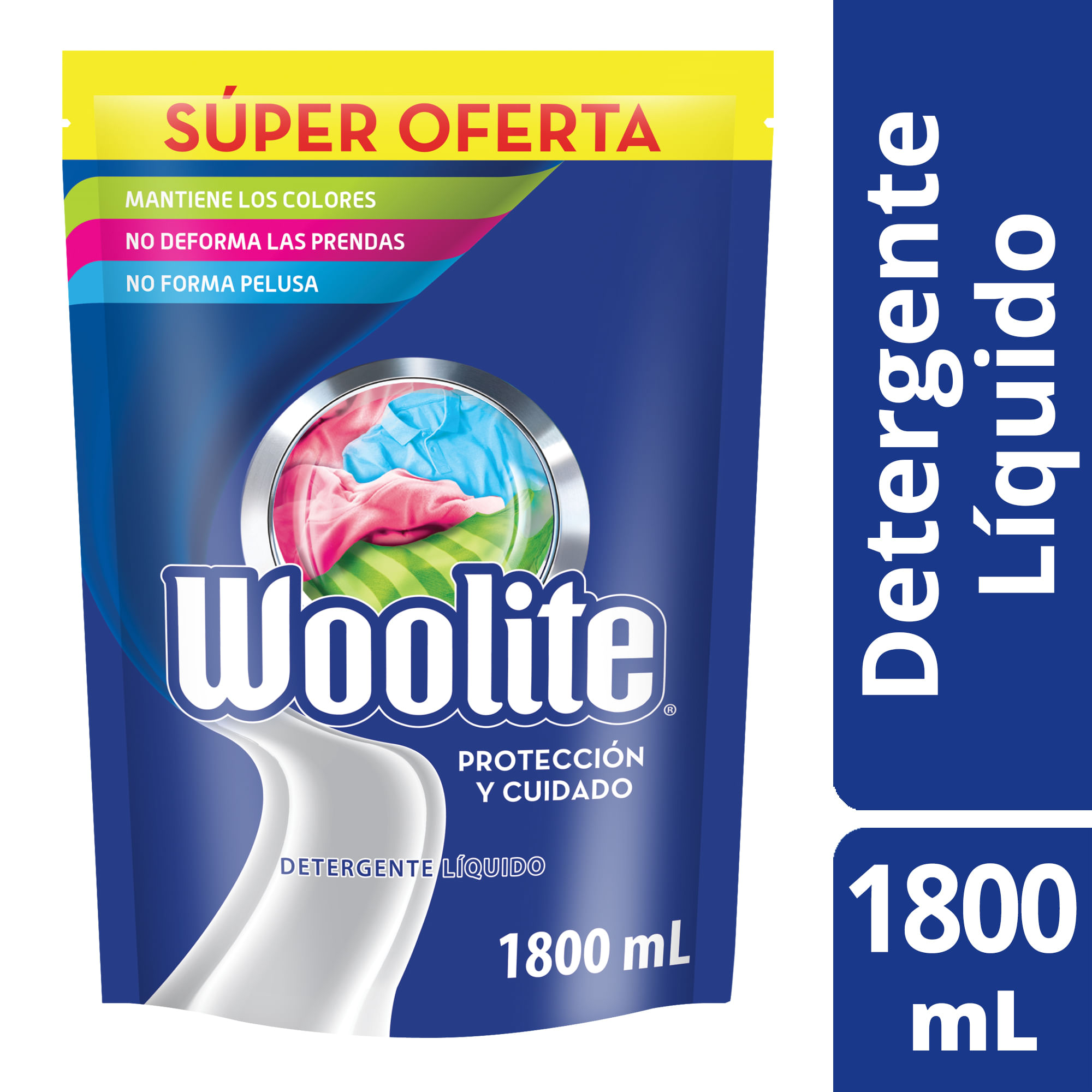 Detergente Líquido Woolite Protección y Cuidado 1800 Ml