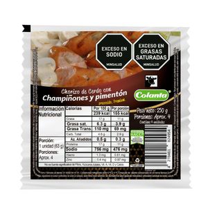 Chorizo Colanta Cerdo Champiñón 250 G X4 Unds