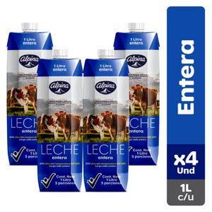 Leche Alpina Uht Entera 1 Lt X4 Unds