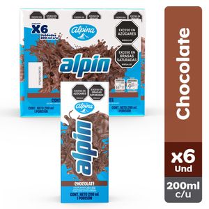 Leche Alpina Uht Chocolate Semidescremada 200 Ml X6 Unds