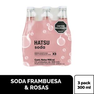 Soda Hatsu Frambuesa & Rosas 300 Ml X3 Unds