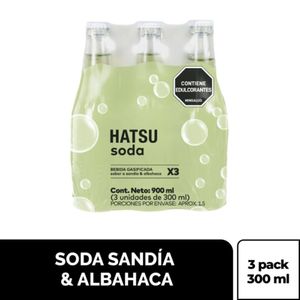 Bebida Gasificada Hatsu Soda Sandía & Albahaca 300 Ml X3 Unds