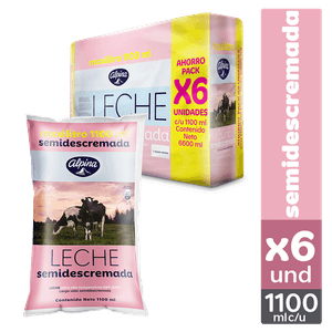 Leche Alpina Uht Semidescremada 1,1 Lt X6 Unds