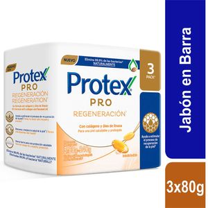 Jabon Antibacterial Protex Pro Regeneración Barra 90 G X3 Unds