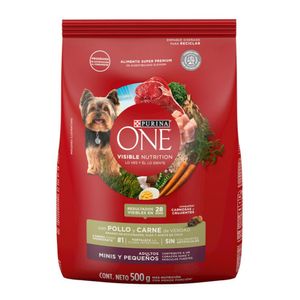 Alimento Perro One Adultos Minis Pequeños Pollo y Carne 500 G