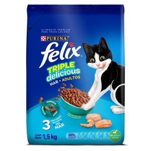 Alimento para Gato Felix Triple Delicious Mar 1,5 Kg