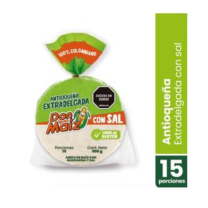 Arepa Don Maíz Antioqueña Extra Delgada con Sal X15 Unds