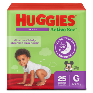 Pañal Huggies Active Sec Pants Etapa 3 G X25 Unds